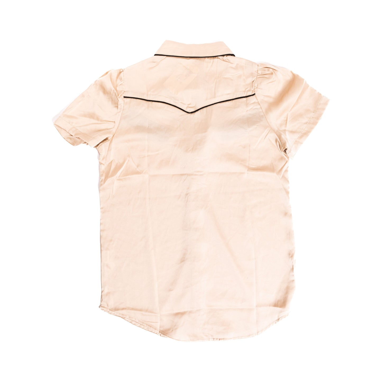 Women's Howdy Hanny Tan Satin Pearl Snap Shirt - Crazy House Western Wear