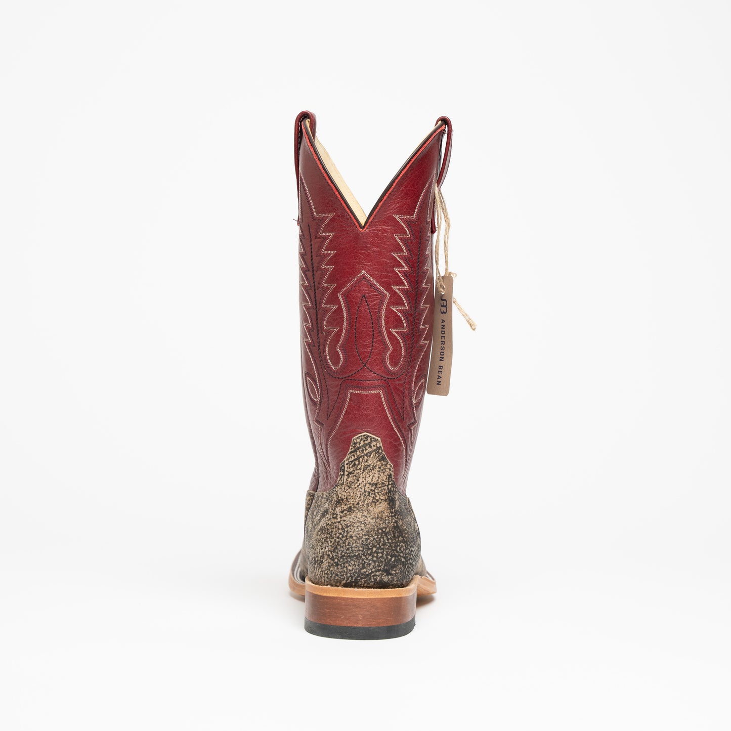 Anderson Bean Antique Giraffe with 13" Deep Red Milan Top - Crazy House Western Wear