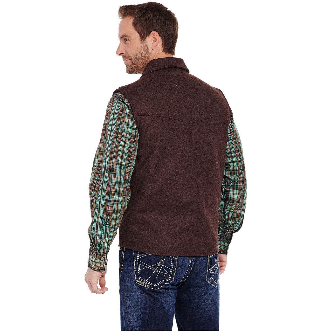 Men's Cripple Creek Wool Melton Vest With Nubuck Leather Trim & Concealed Carry Pocket CR38566-34 - Crazy House Western Wear