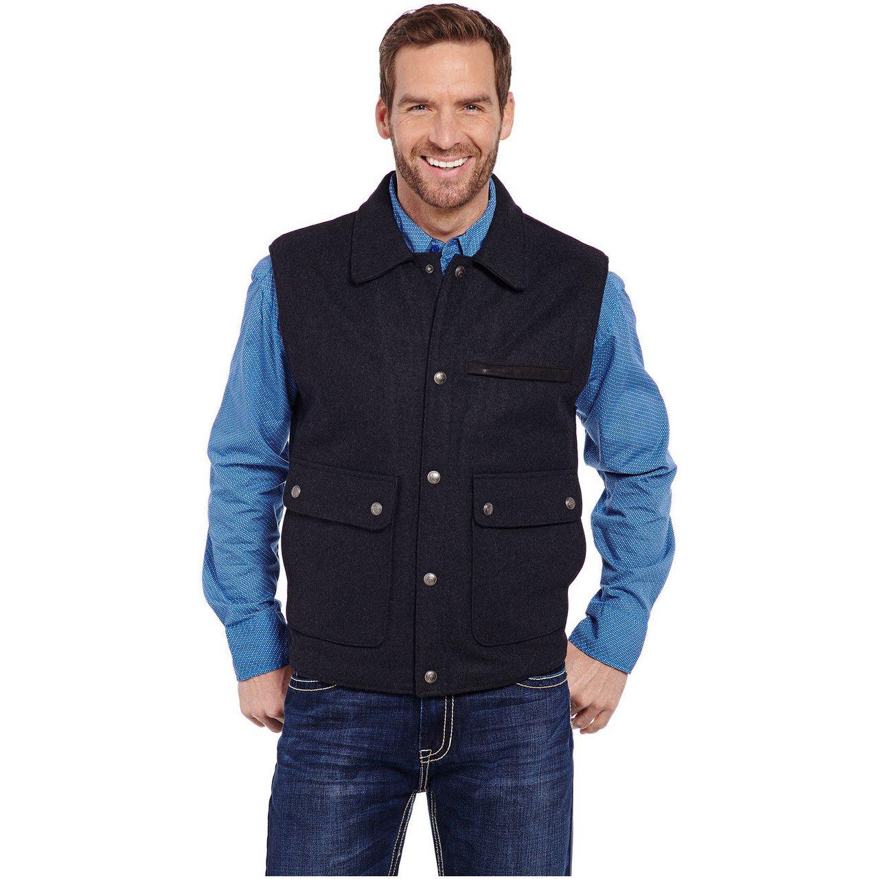 Men's Cripple Creek Wool Melton Vest With Nubuck Leather Trim & Concealed Carry Pocket CR38566-46 - Crazy House Western Wear