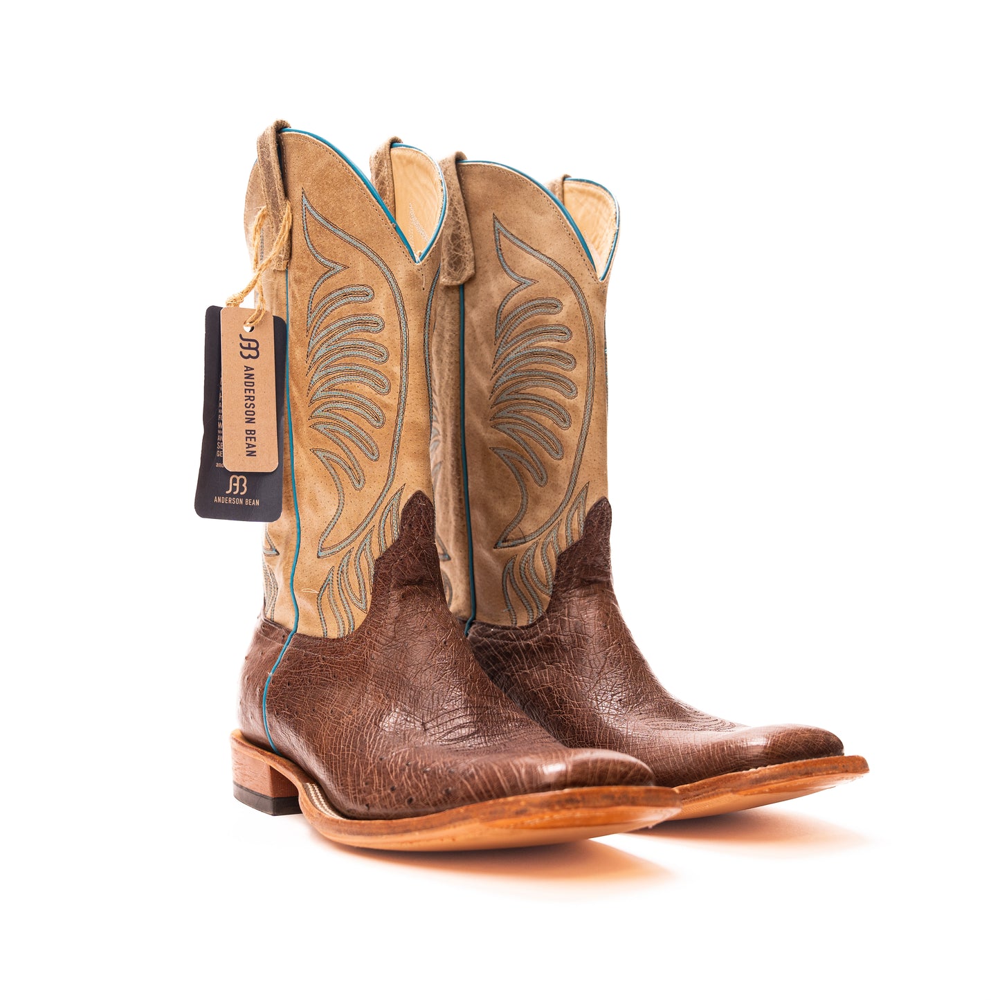 brown ostrich anderson bean cowboy boots