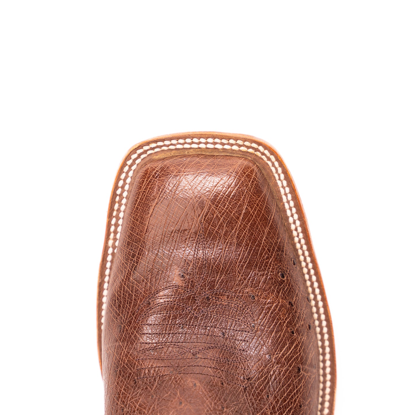 womens brown square toe boot ostrich