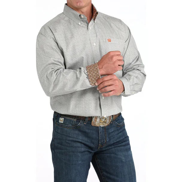 Men's Cinch Cream Geometric Print Button Up Shirt MTW1105961 - Crazy House Western Wear