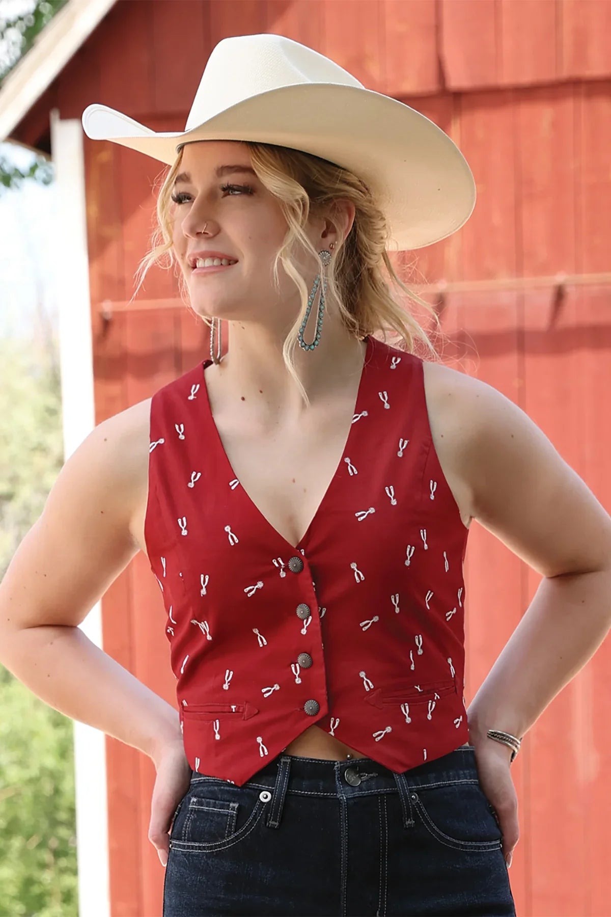 Women's Cruel Red Spur Patterned Vest CTV7532002