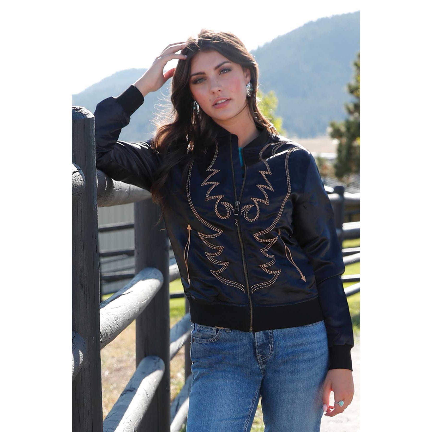 Women's Cruel Denim Black Bomber Jacket