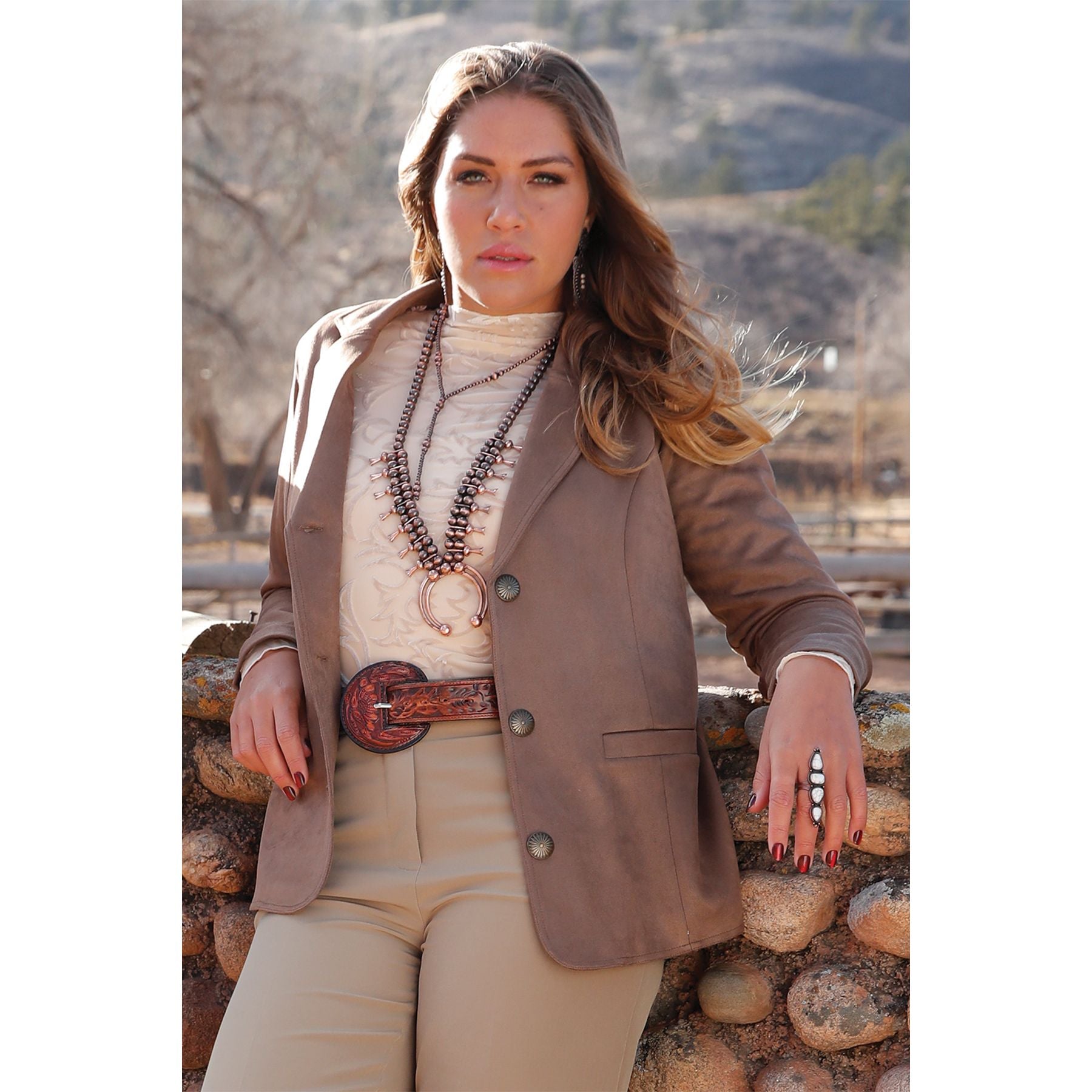 Women's Cruel Denim Western Jacket Faux Suede Lined Brown CWJ7528001