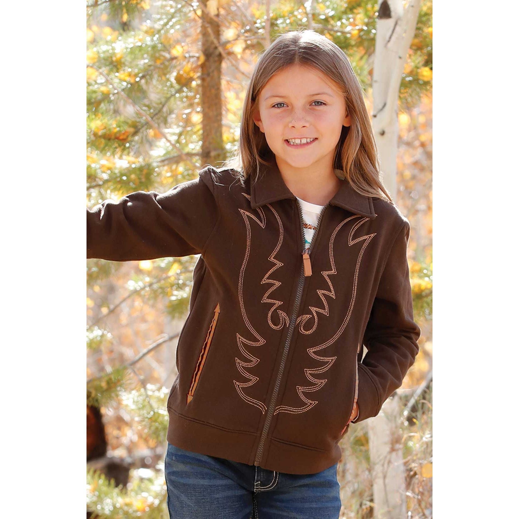Girl's Cruel Boot Stitch Embroidered Bomber Jacket CWJ8008001