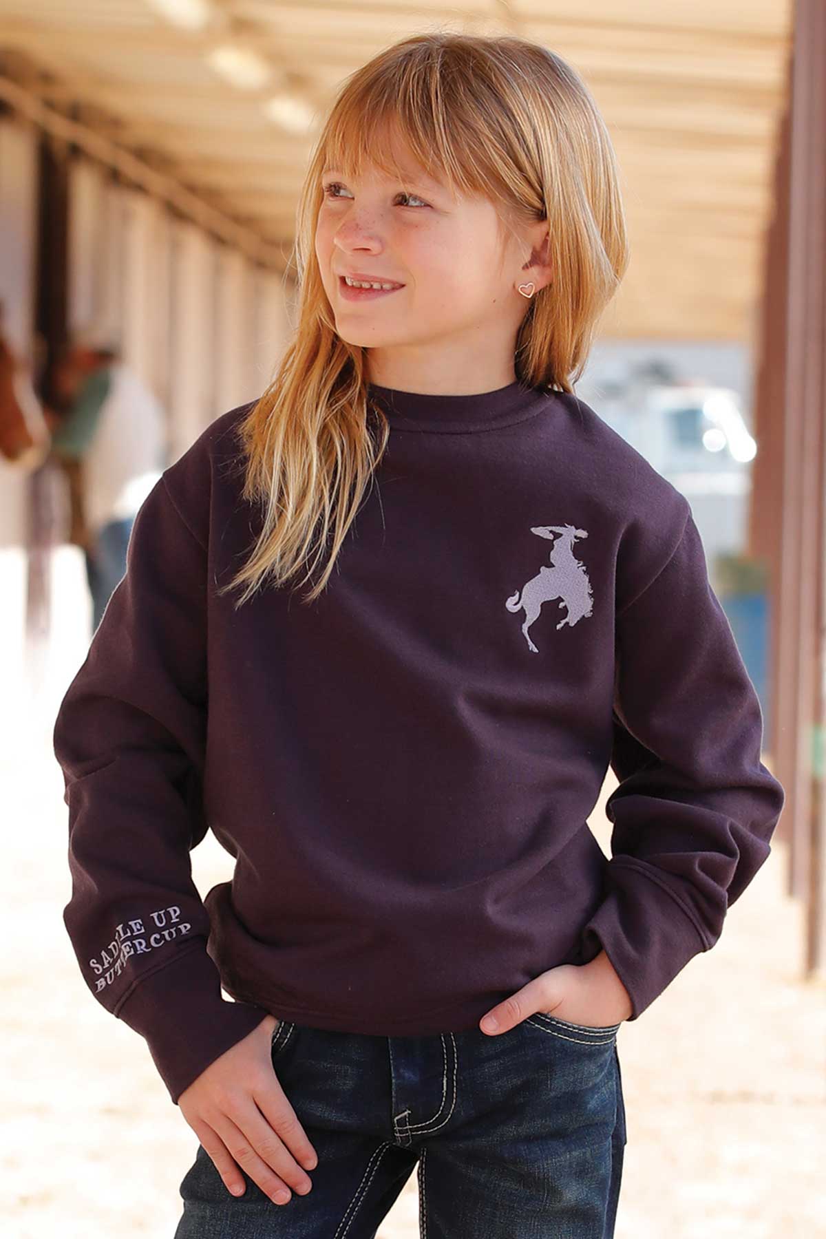 Girl's Cruel Denim Saddle Up Crewneck Sweatshirt CWK8002005