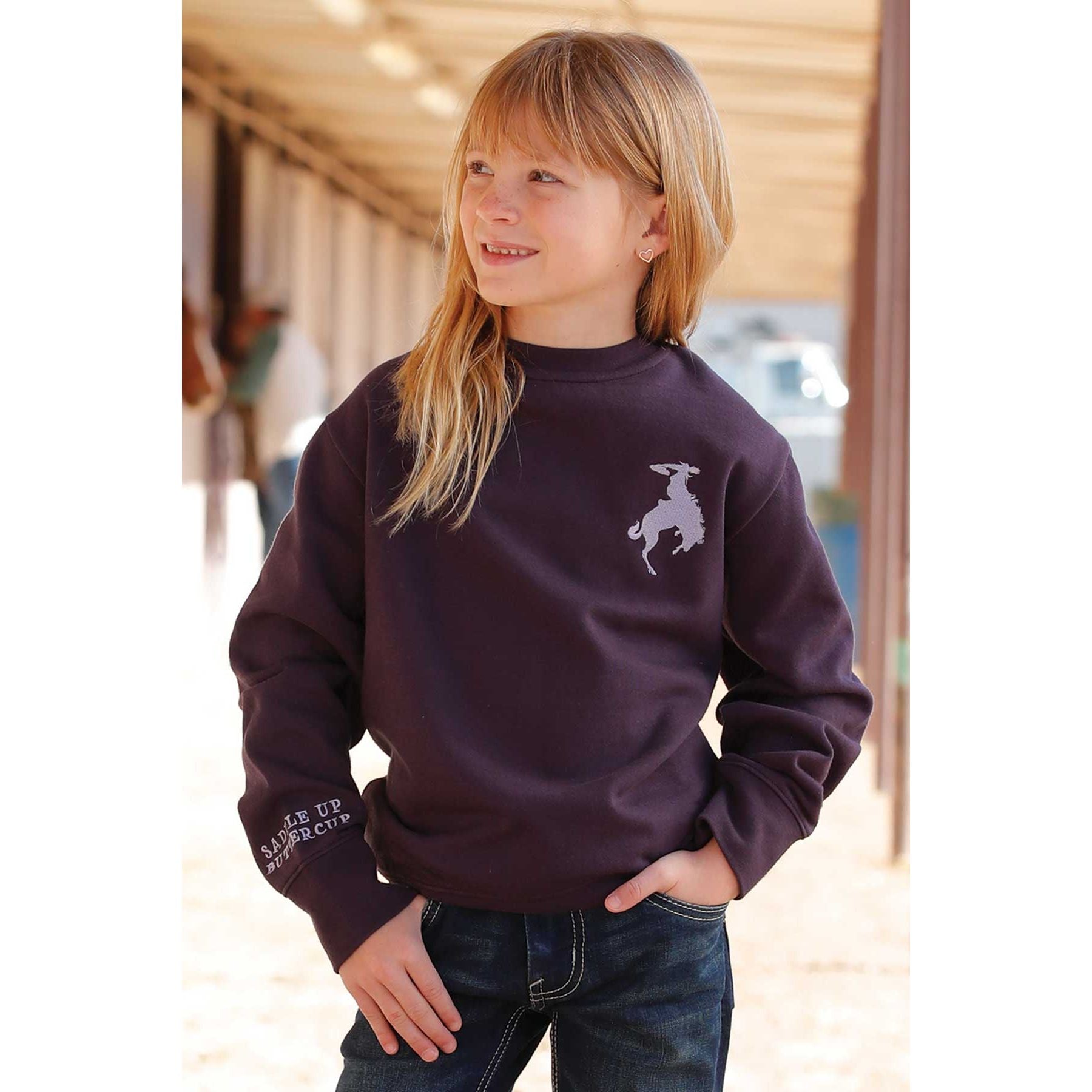 Girl's Cruel Denim Saddle Up Crewneck Sweatshirt CWK8002005