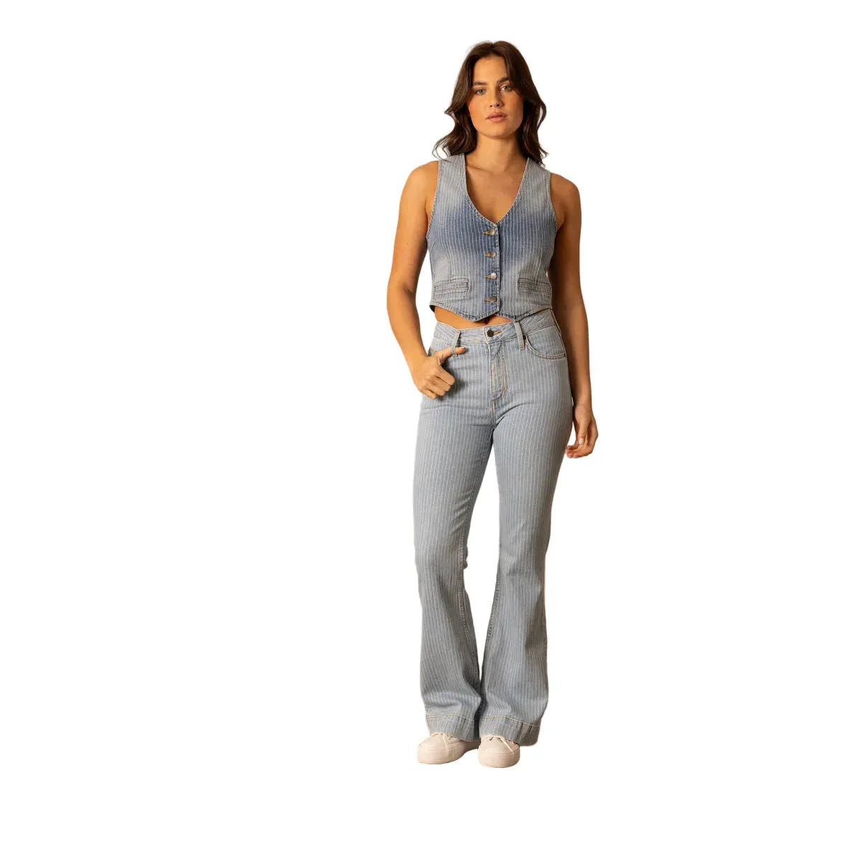 Women's Kimes Ranch Stripe Candace Denim Vest