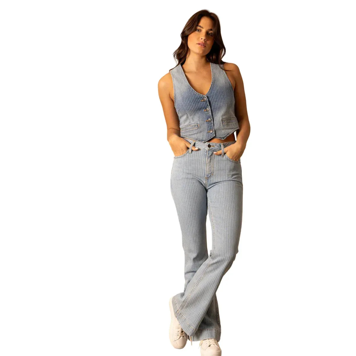 Women's Kimes Ranch Stripe Candace Denim Vest