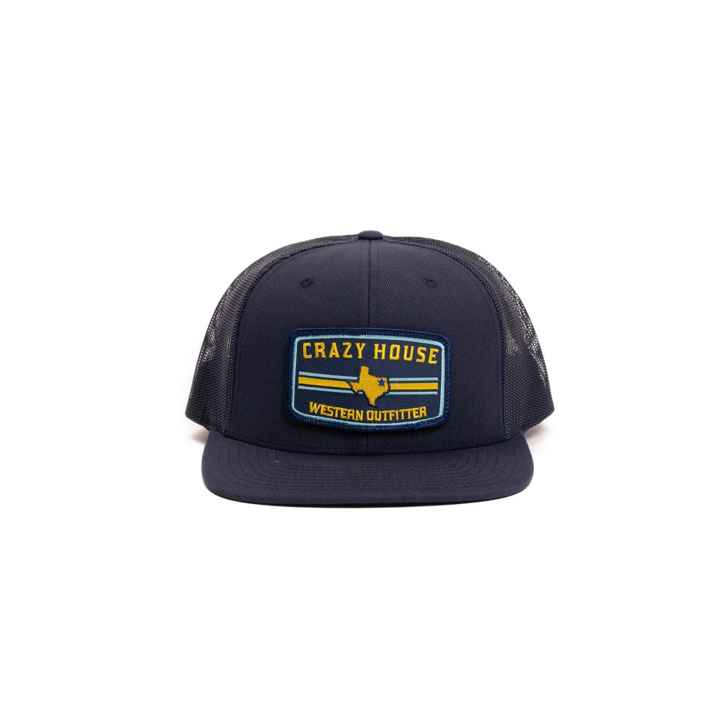 Crazy House Unisex Navy Flatbill Cap with Outfitter Patch - Crazy House Western Wear