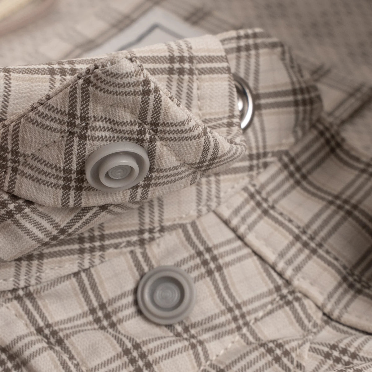Poncho Men's Long Sleeve Tan and Brown The Guthrie Plaid Snap Shirt