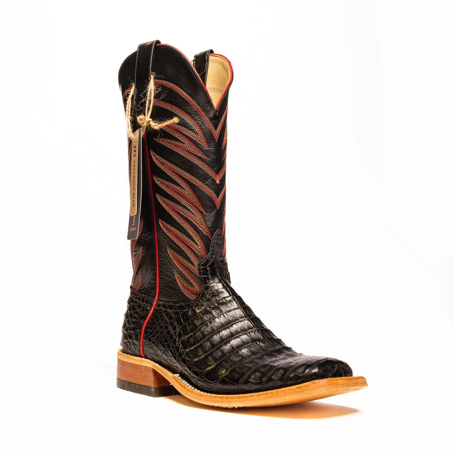 Anderson Bean Black Caiman Belly with Black Glove Top S3005 - Crazy House Western Wear