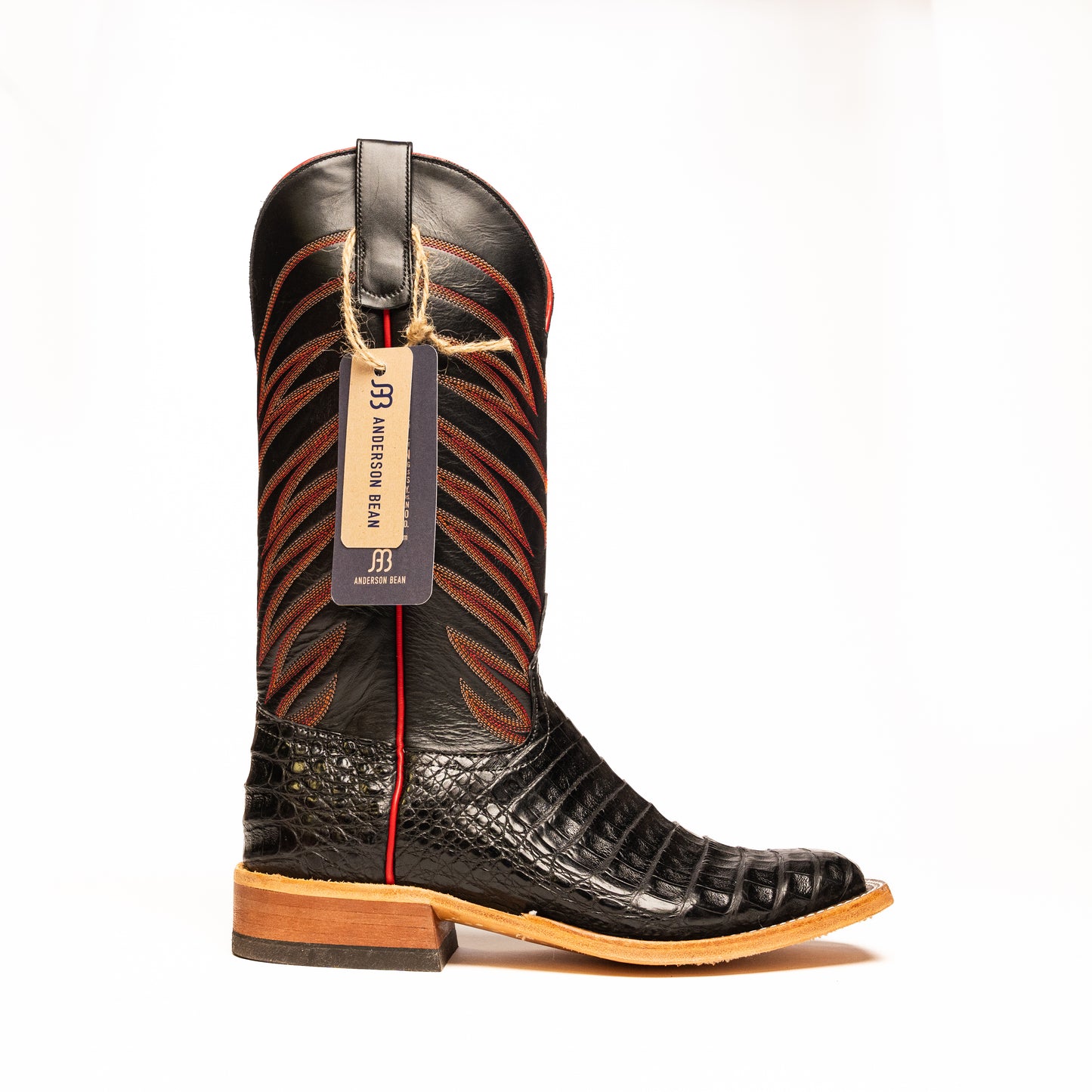 Anderson Bean Black Caiman Belly with Black Glove Top S3005 - Crazy House Western Wear