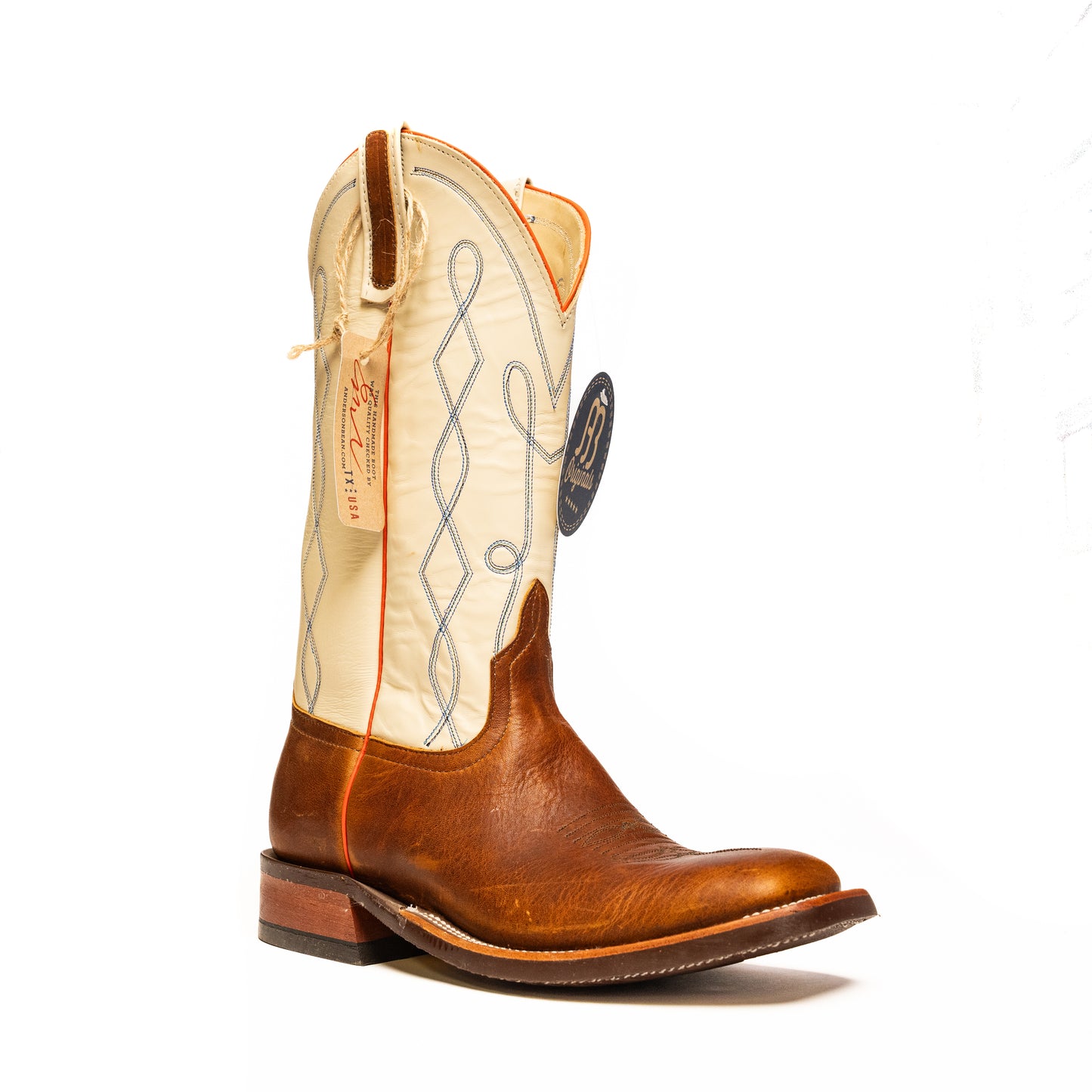 Anderson Bean Worn Saddle with Ochre Bone Top - Crazy House Western Wear