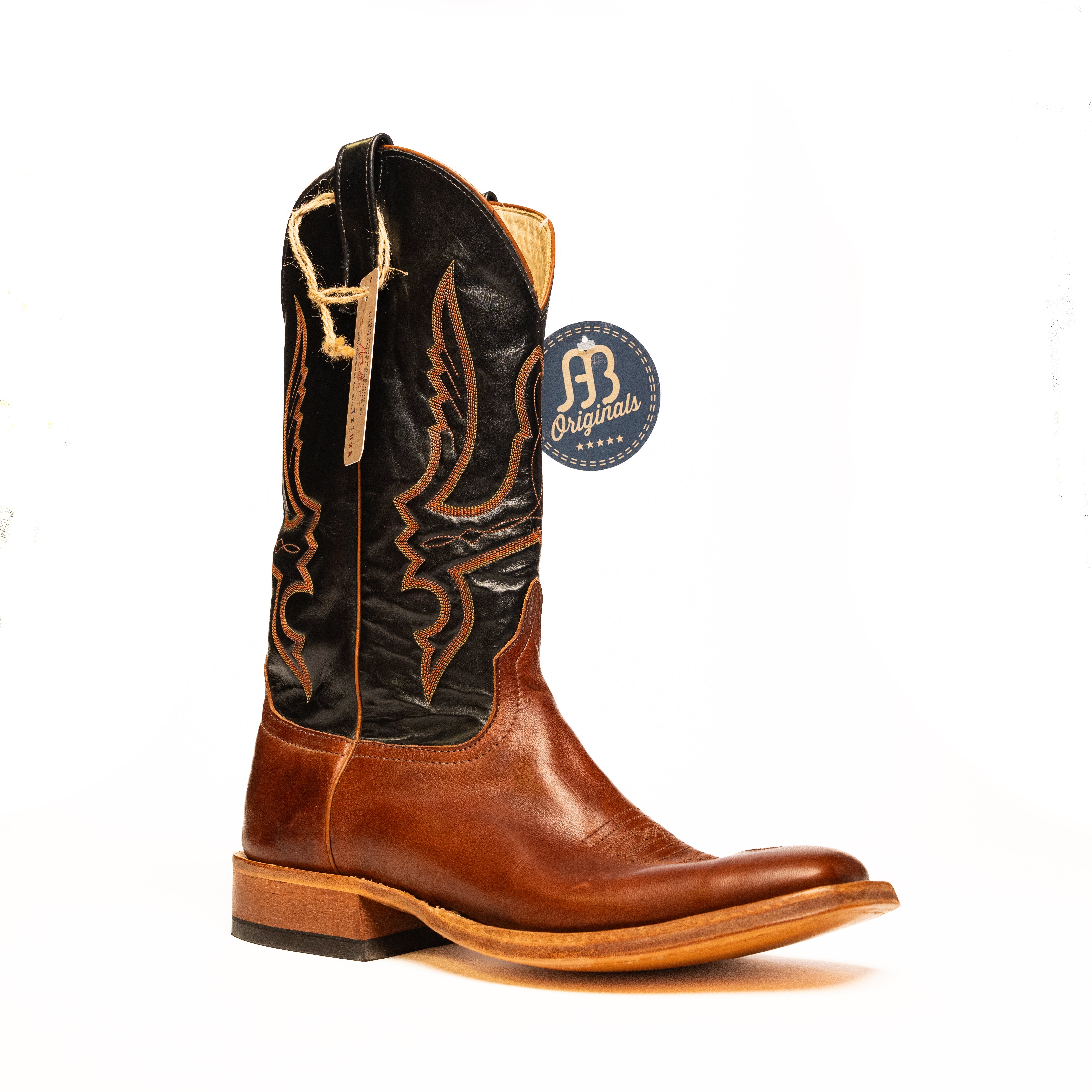 Anderson Bean Chestnut Polished with 13" Black Glove Top - Crazy House Western Wear