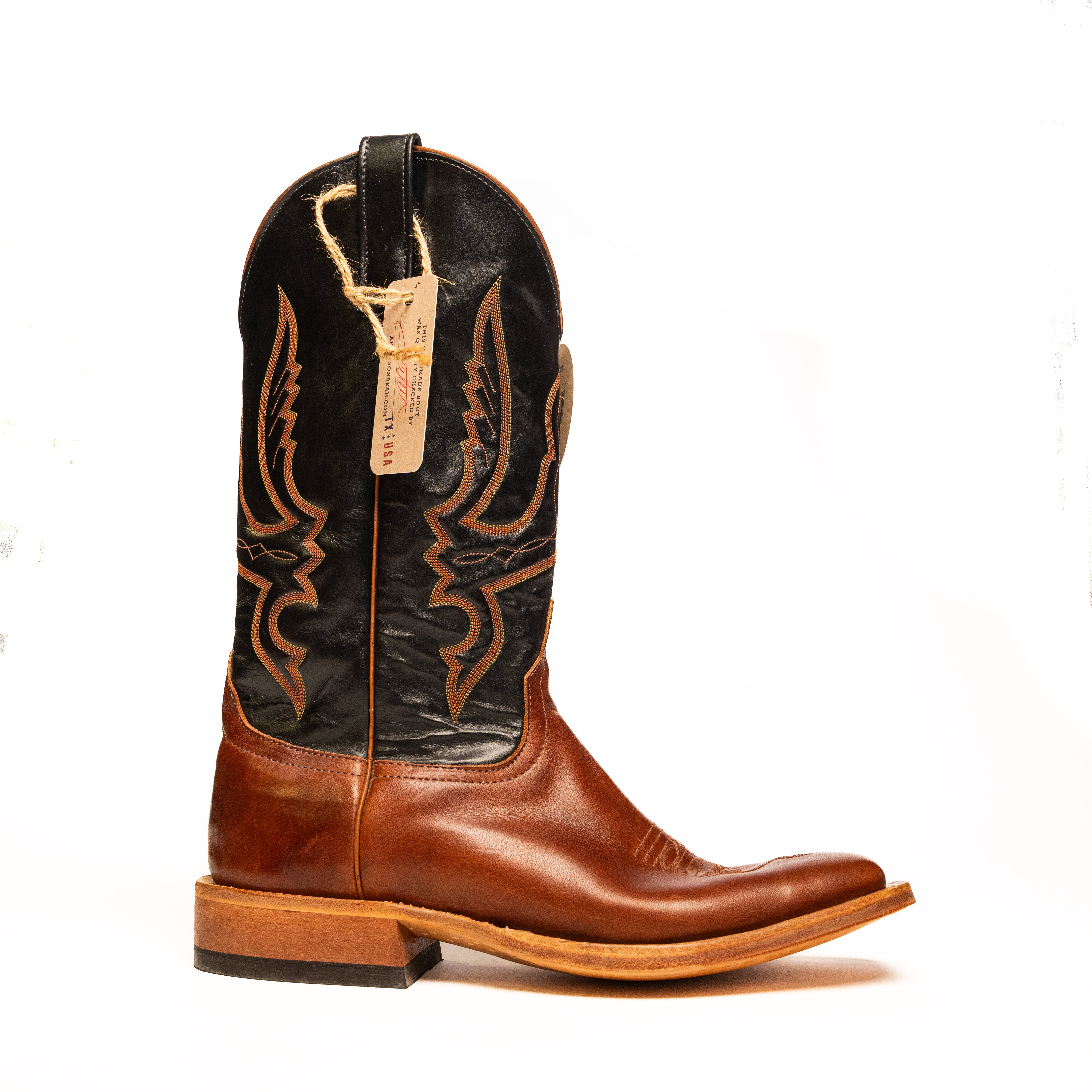 Anderson Bean Chestnut Polished with 13" Black Glove Top - Crazy House Western Wear