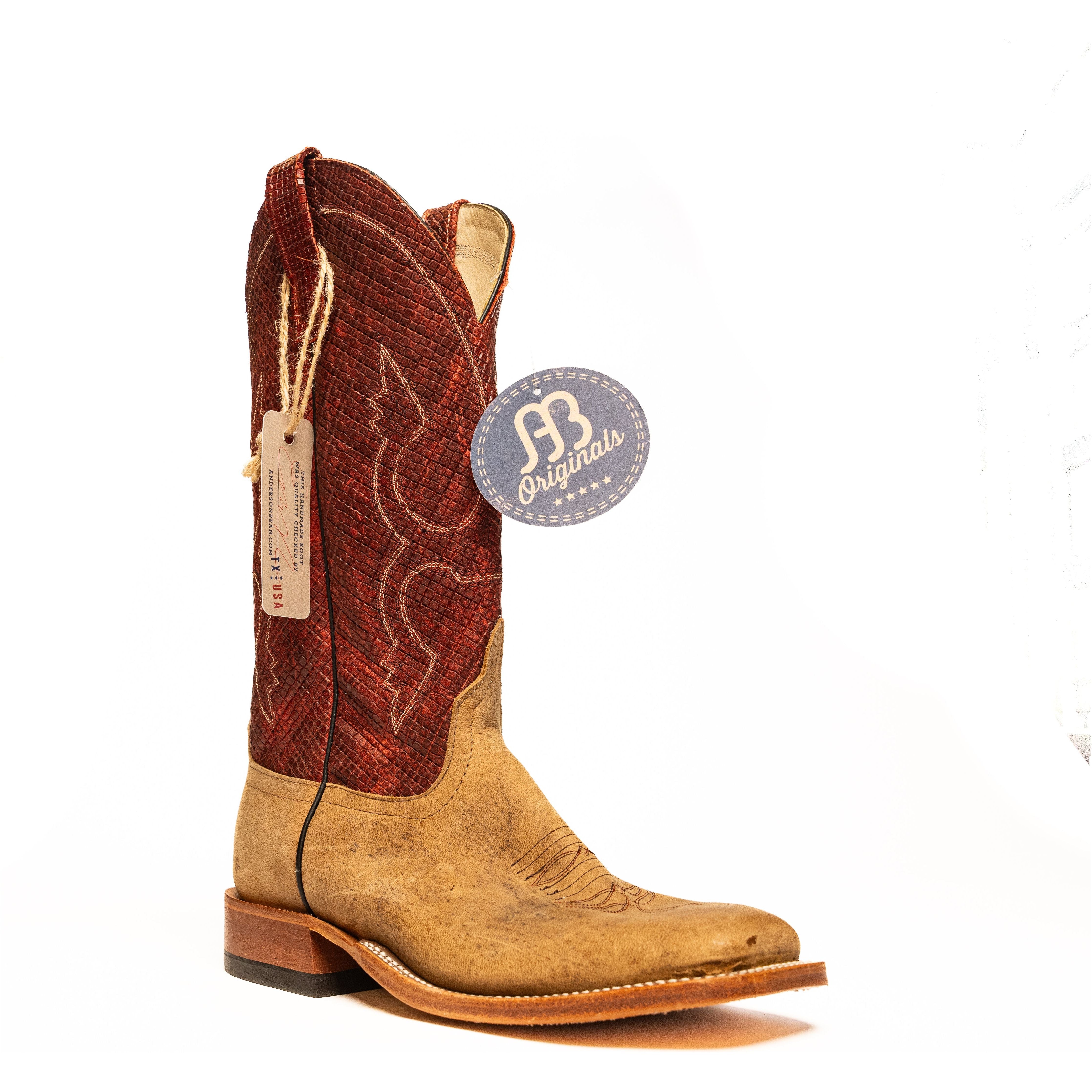 Anderson Bean Elk with 13" Red Chex Top - Crazy House Western Wear