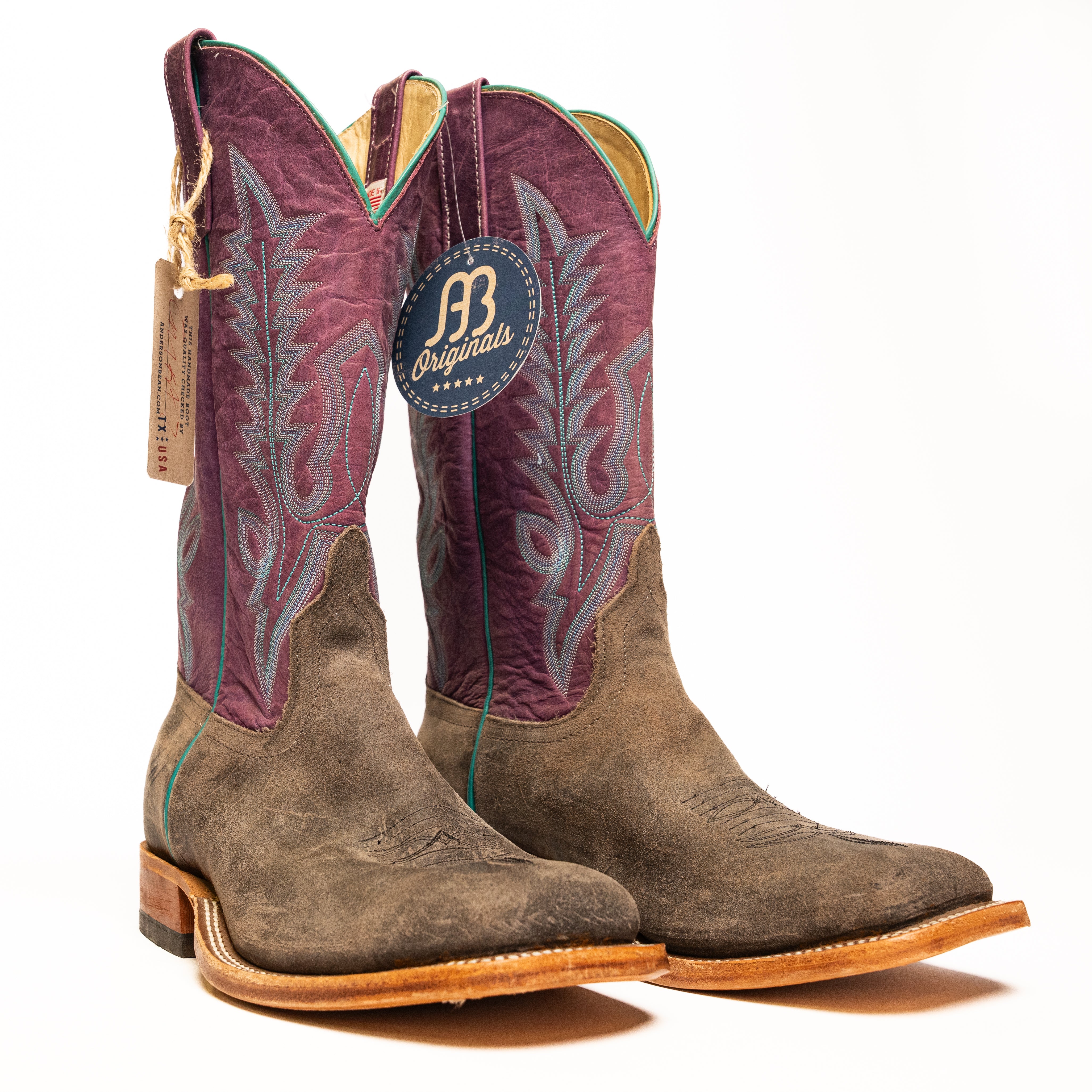 Anderson Bean After Dark Waxy Kudu with 13" Velvet Buffamon Top - Crazy House Western Wear