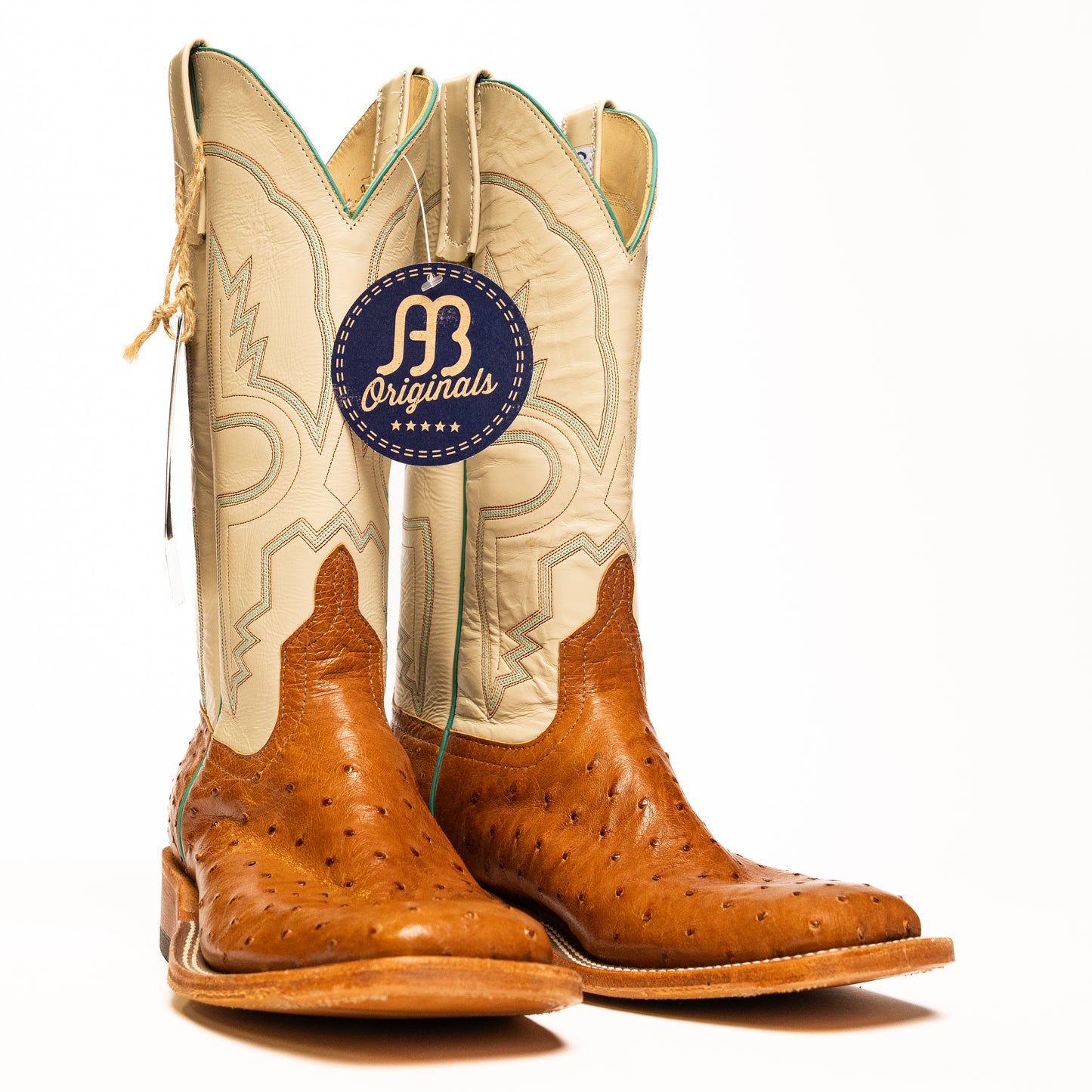 Anderson Bean Cognac Full Quill Ostrich with 13" Bone Glove Top - Crazy House Western Wear