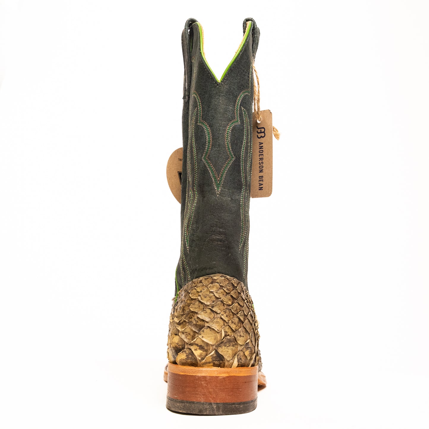 Anderson Bean Natural Matte Giant Python with 13" Dark Green Top - Crazy House Western Wear