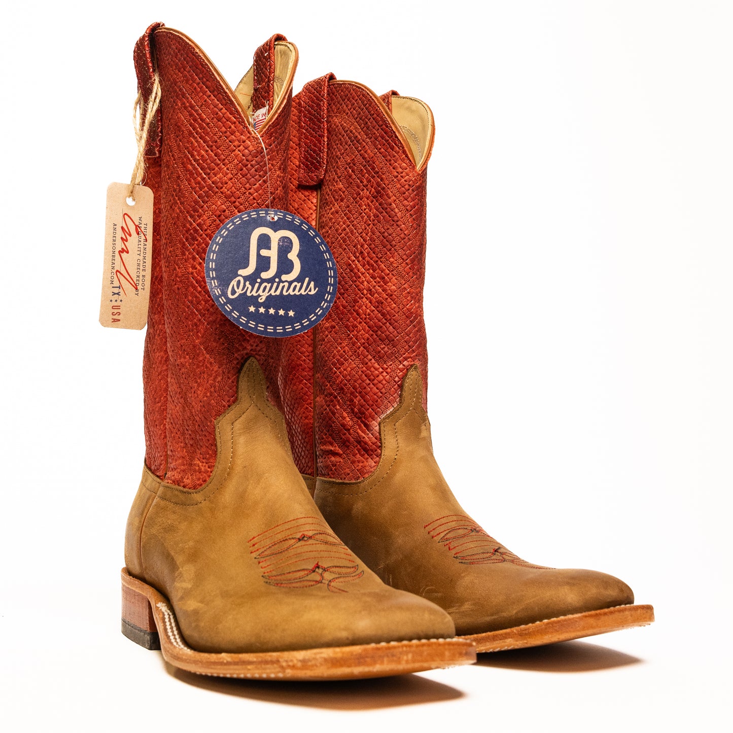 Anderson Bean Oakwood Crazy Horse with Red Chex Top - Crazy House Western Wear