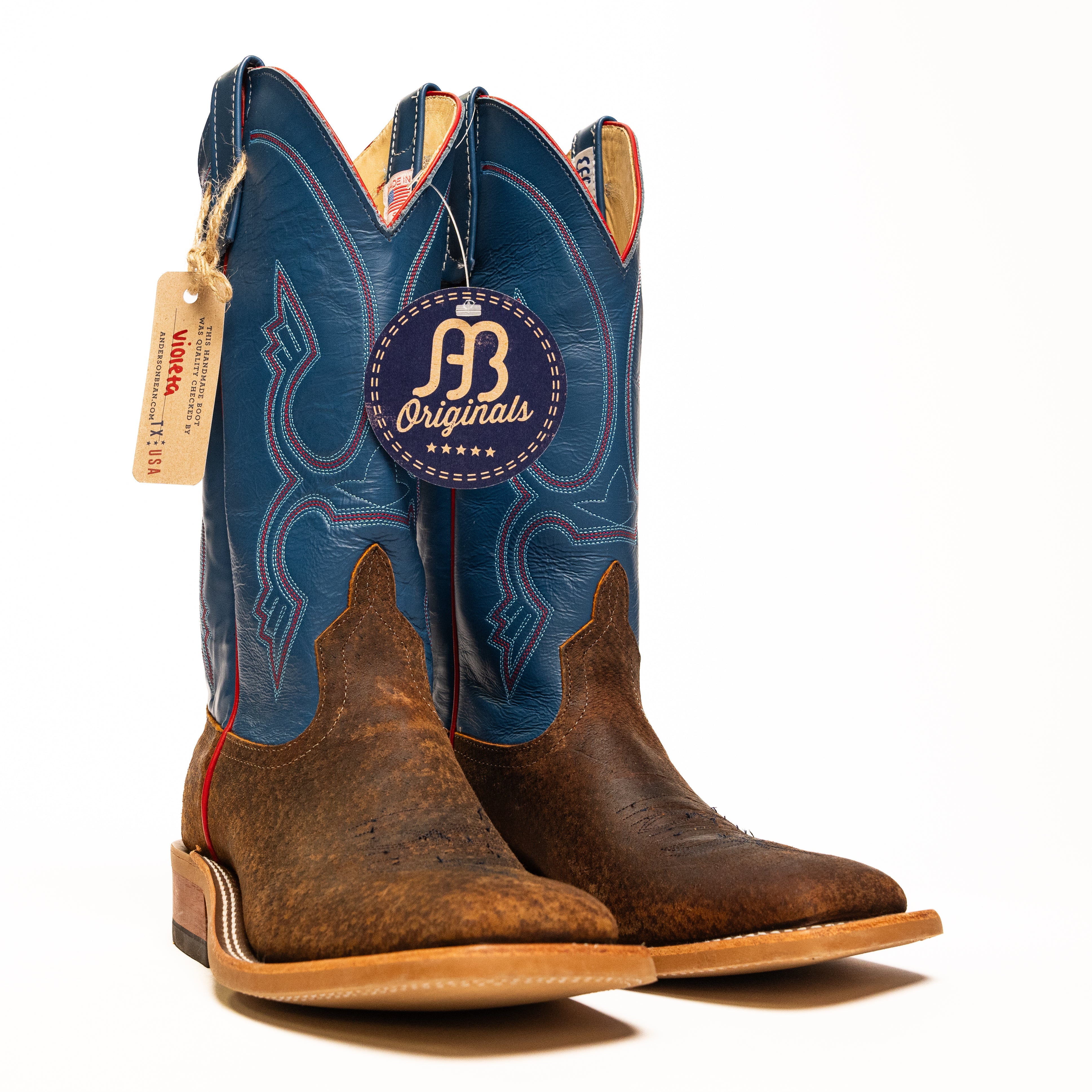 Anderson Bean Havana Tag Boar with 13" Royal Blue Glove - Crazy House Western Wear