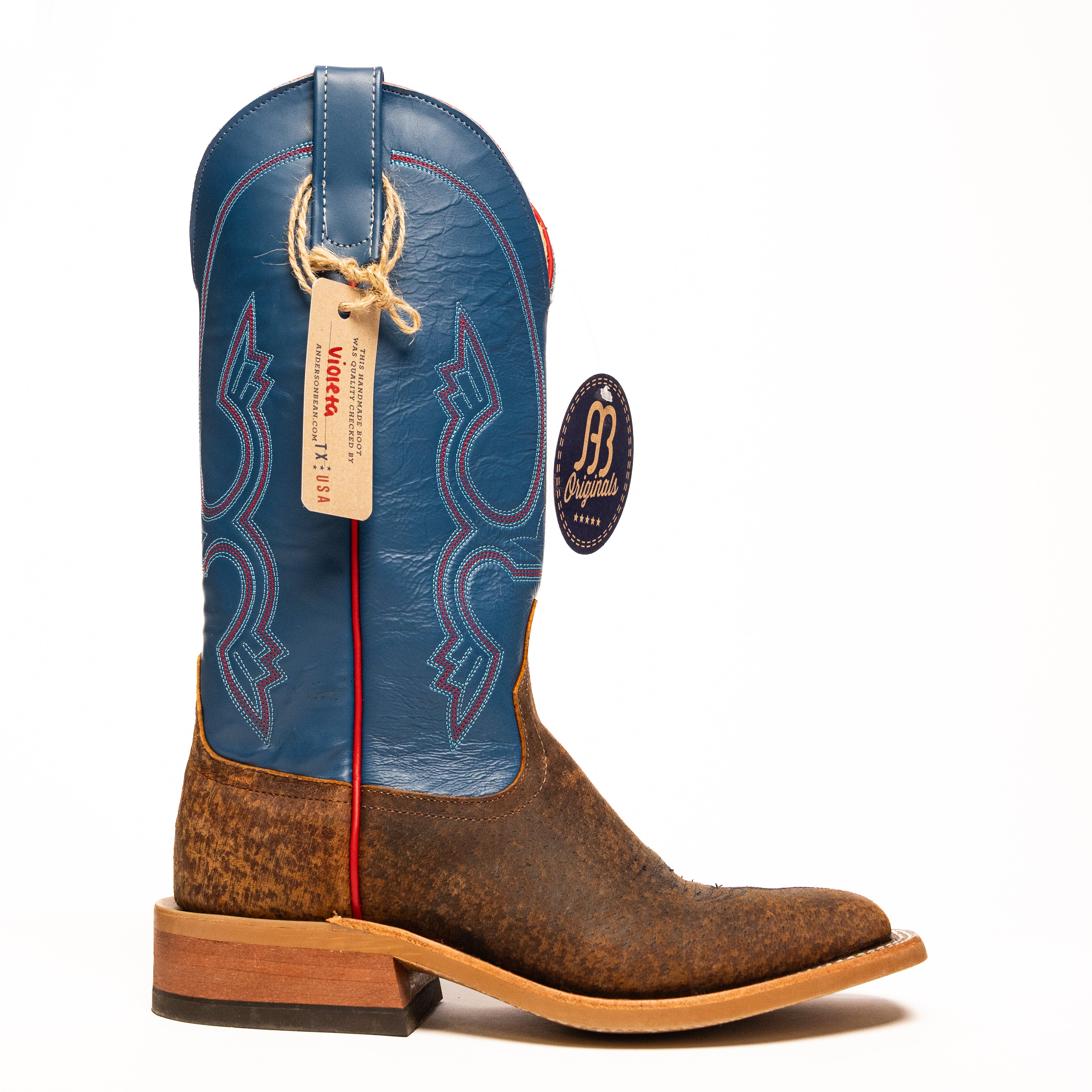 Anderson Bean Havana Tag Boar with 13" Royal Blue Glove - Crazy House Western Wear