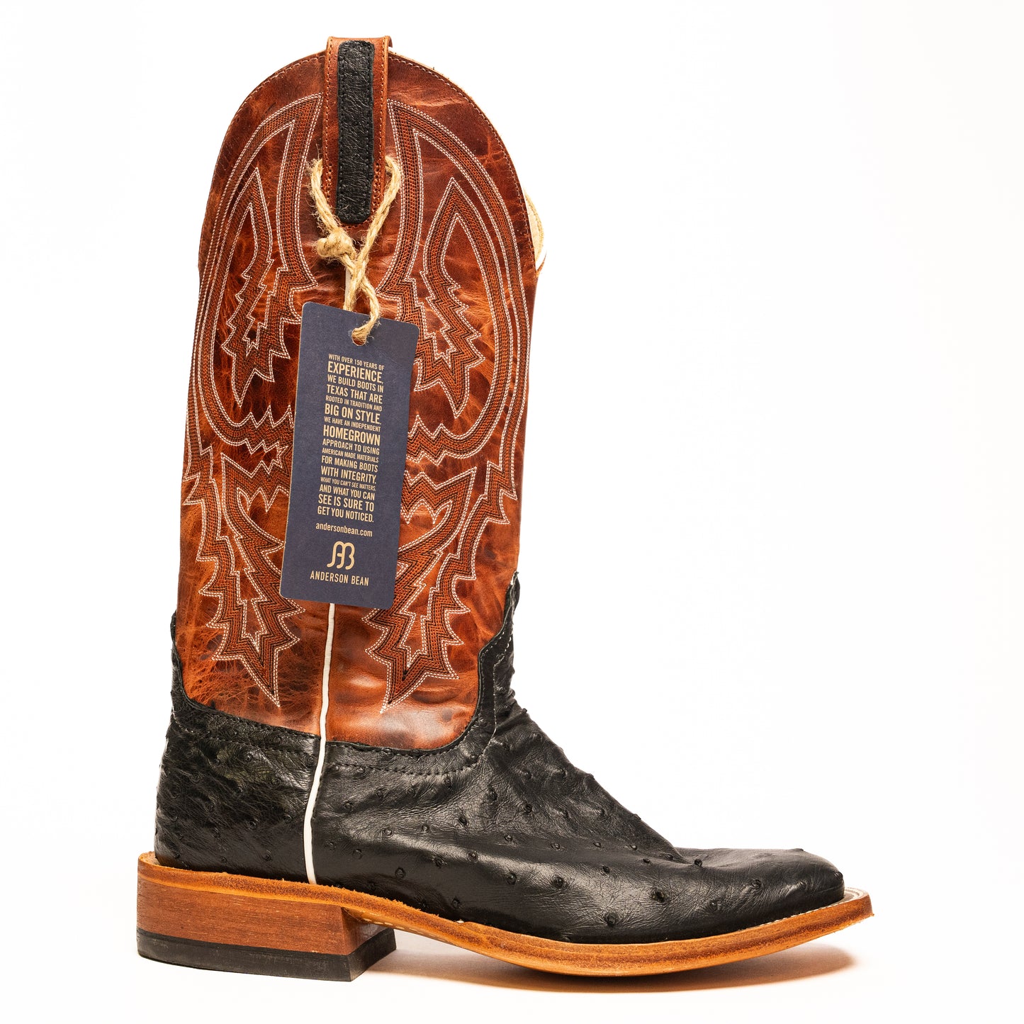Anderson Bean Black Full Quill Ostrich with Rust Lava Top S1098 - Crazy House Western Wear