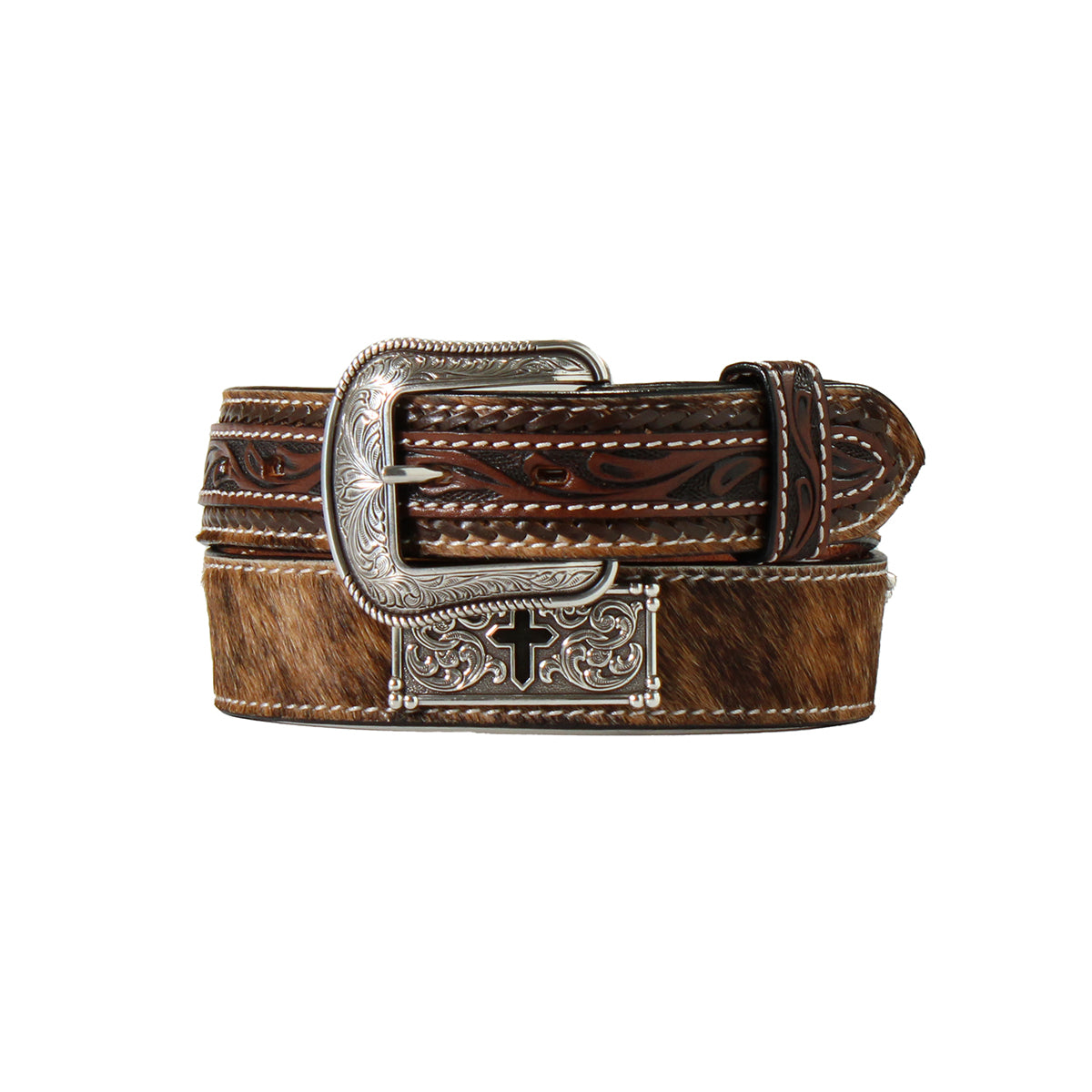 Men's 3D Calf Hair Body Engraved Buckle Belt D100018202
