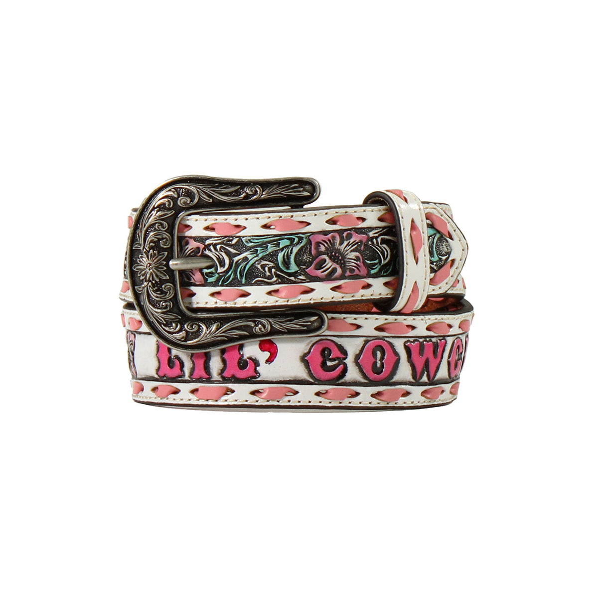 Girl's Angel Ranch Pink Lil Cowgirl Wording Leather Belt D130004130