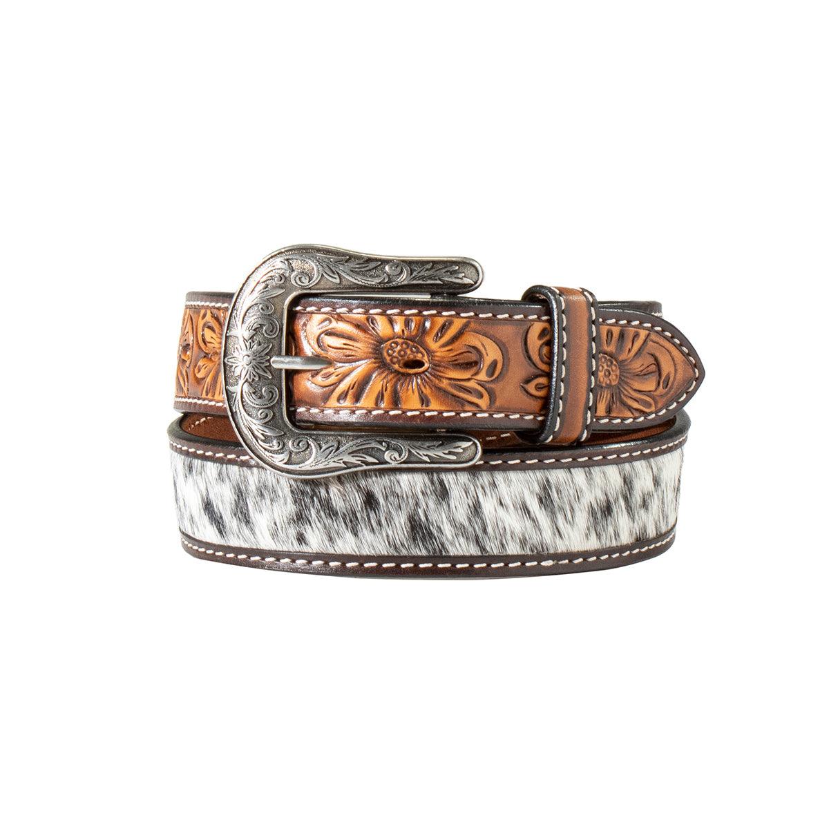 Women's Angel Ranch Calf Hair Tooled Belt D140006302 - Crazy House Western Wear