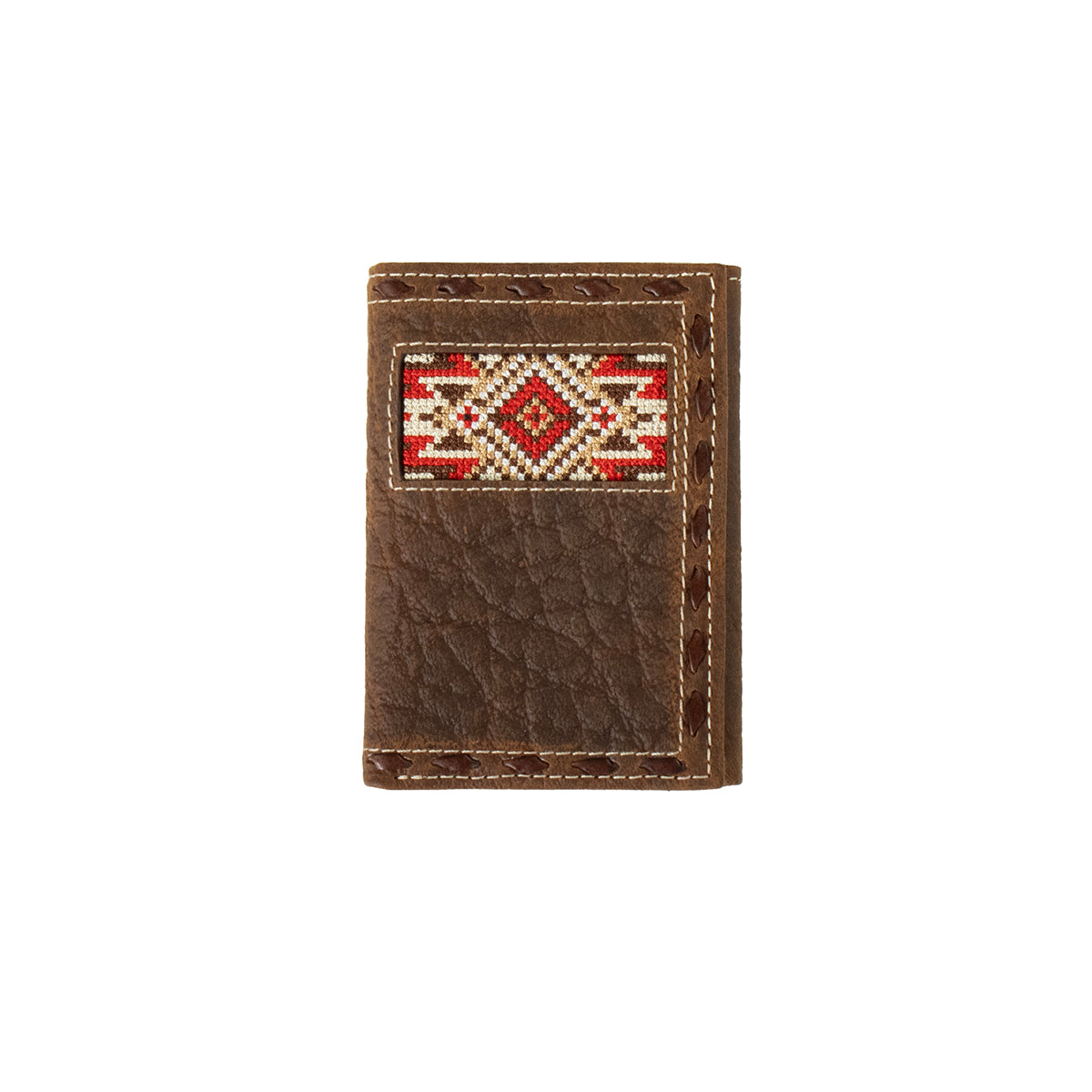 Men's 3D Trifold Style Red and Brown Genuine Leather Wallet D250013304 - Crazy House Western Wear