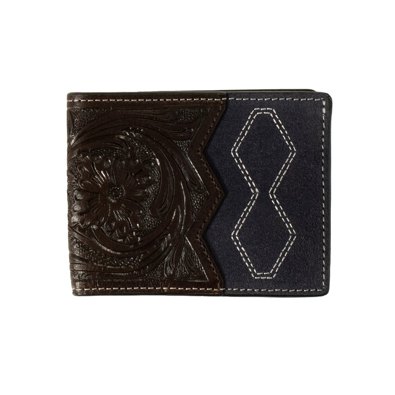 Men's 3D Bifold With Pass Case Navy Roughout Body Wallet D250015603 - Crazy House Western Wear