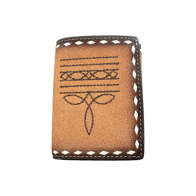 Men's 3D Brown Trifold Style Roughout Body Wallet D250016702 - Crazy House Western Wear