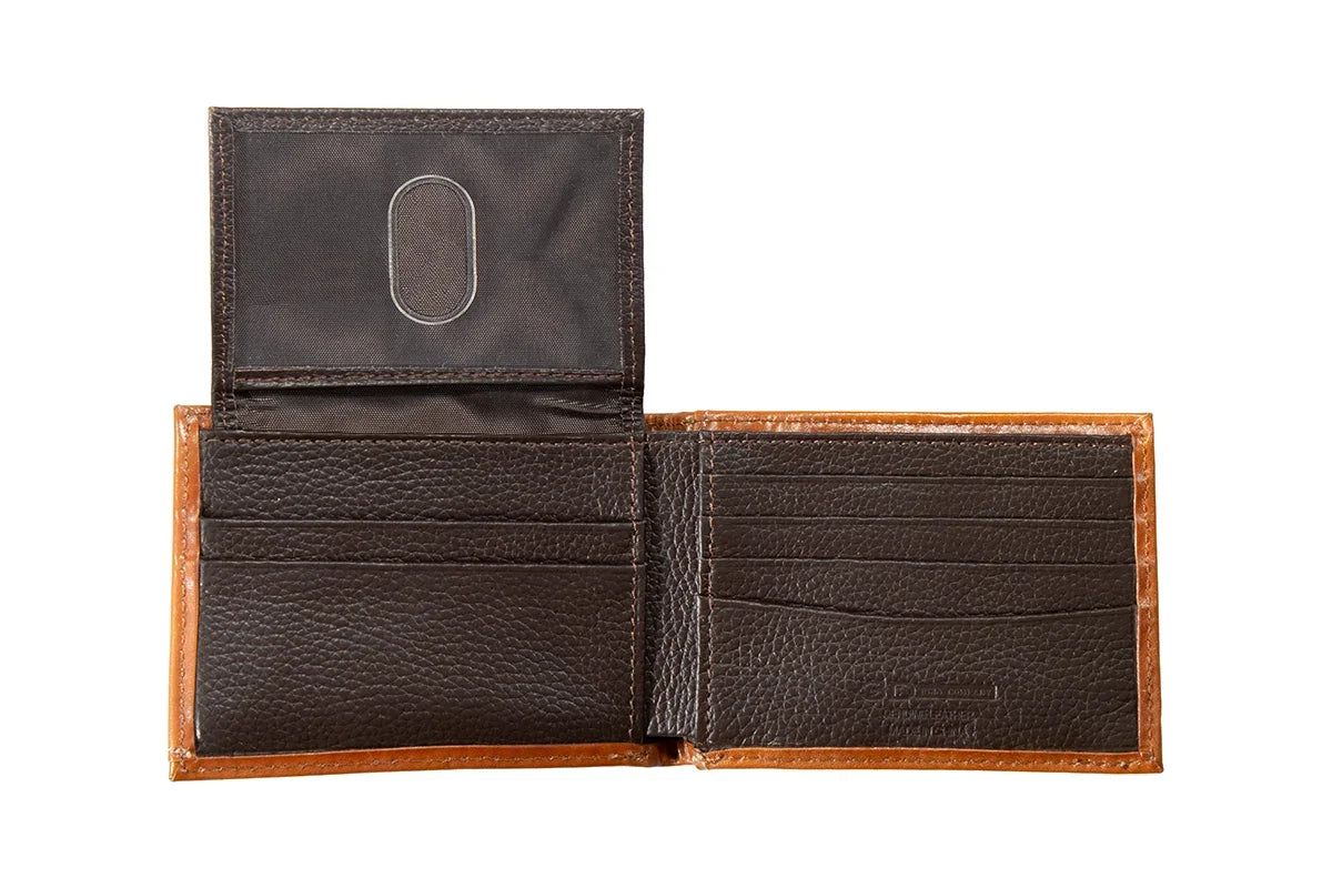 3D Men's Basket Weave Flower Tooled Bifold Wallet