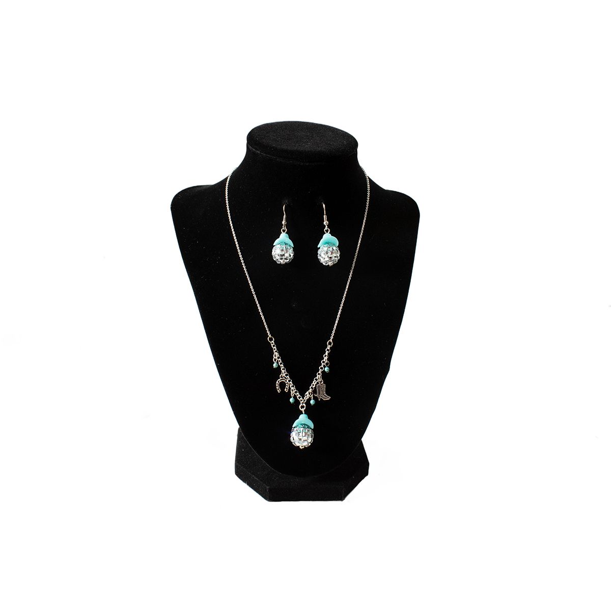Women's Silver Strike Turquoise Pendant Necklace with Earrings D450024533