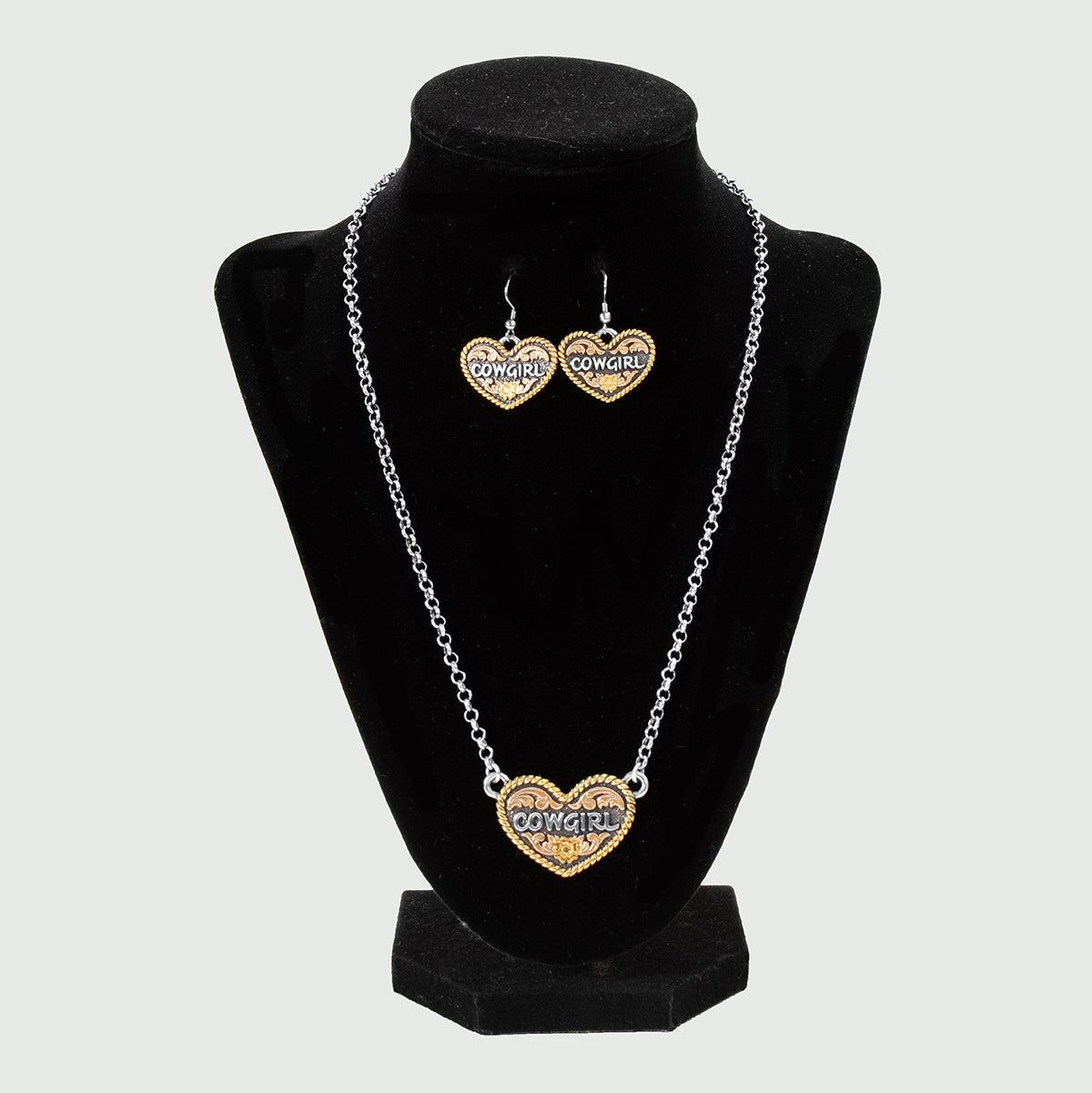 Women's Silver Strike Heart Shaped Pendant Earrings and Necklace Set D450024797