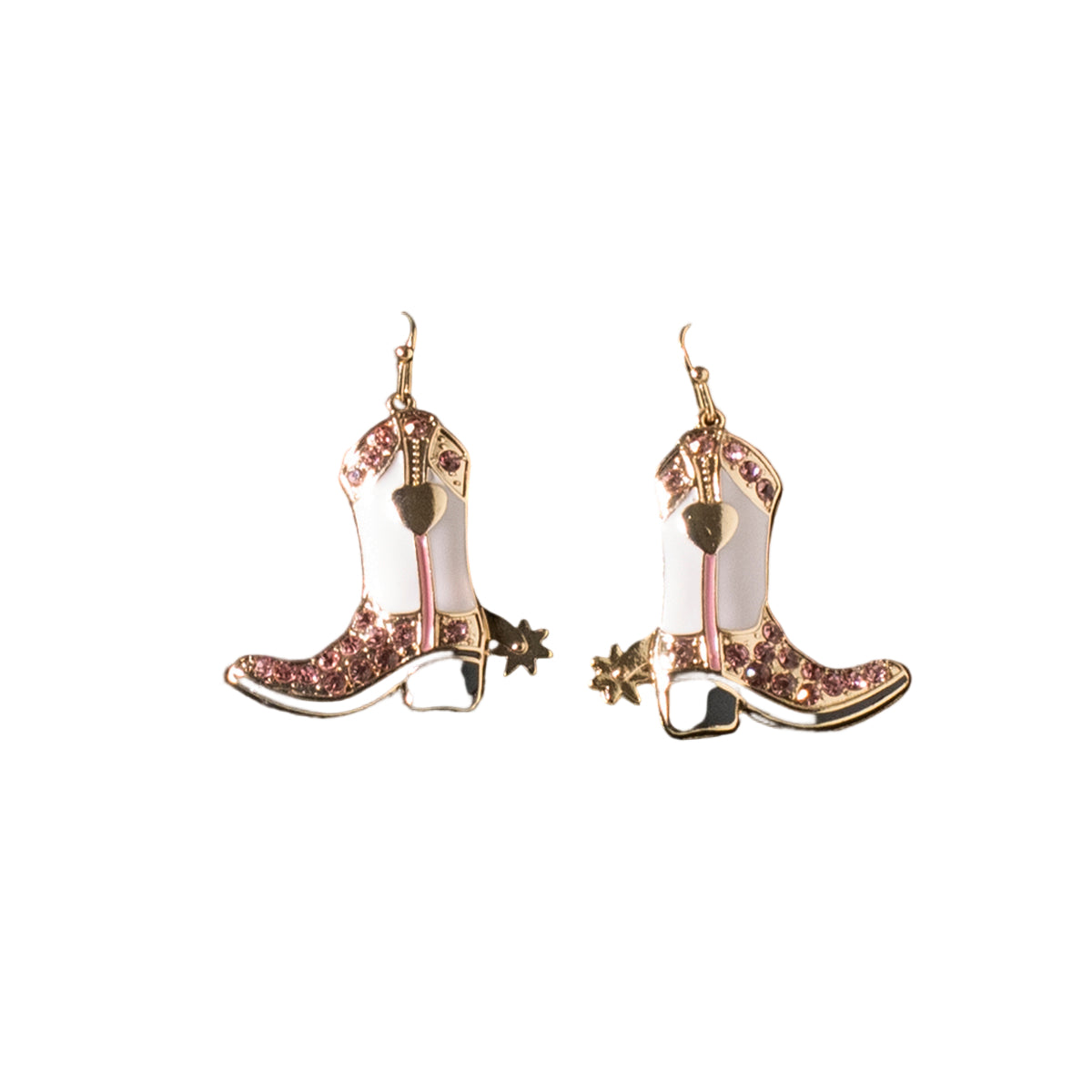 Women's Silver Strike Pink Cowgirl Boot Earrings D460015230