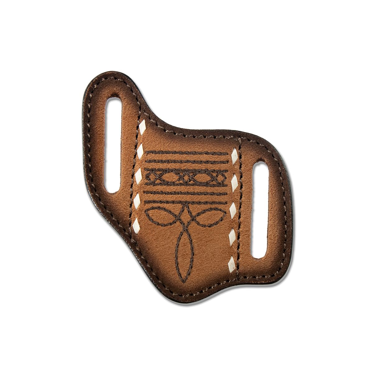 Men's 3D Brown Pancake Style Knife Sheath with Boot Stitching D8403202
