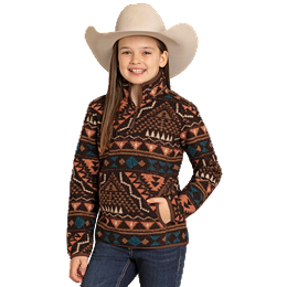 Girl's Panhandle Brown Aztec Berber Pullover