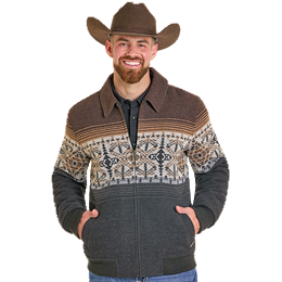 Men's Panhandle Pueblo Southwestern Border Print Bomber Jacket