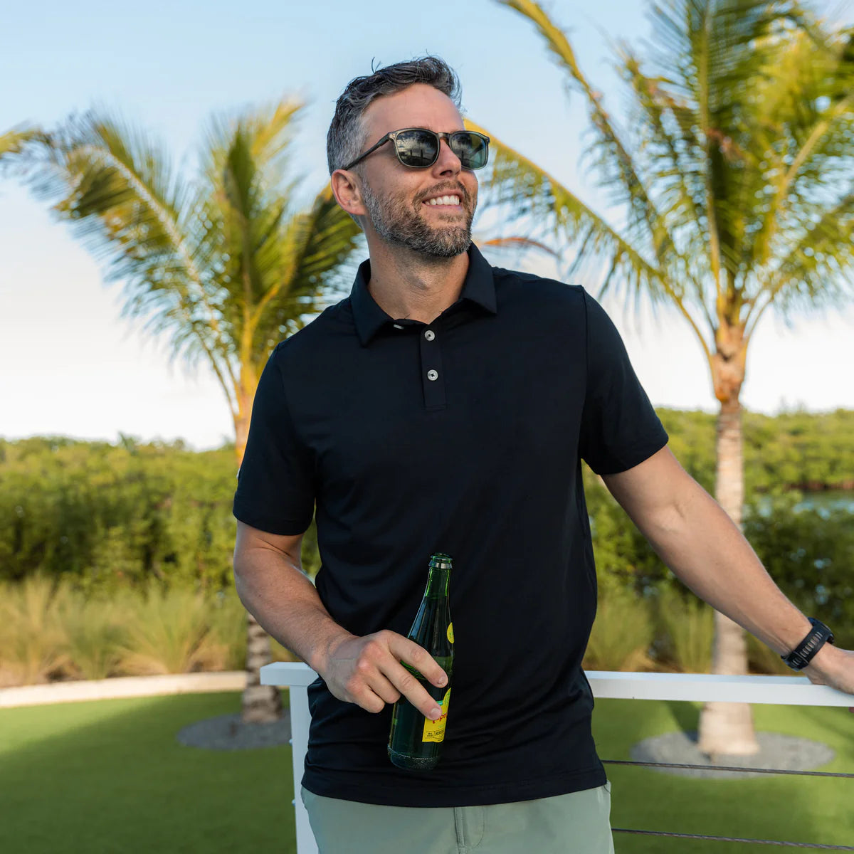 Men's Burlebo Black Performance Polo PP-BLK