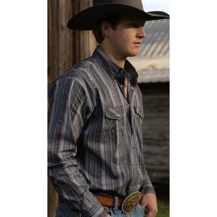 Men's Hooey Dos Sol Pearl Snap Shirt HT1763GYSP - Crazy House Western Wear