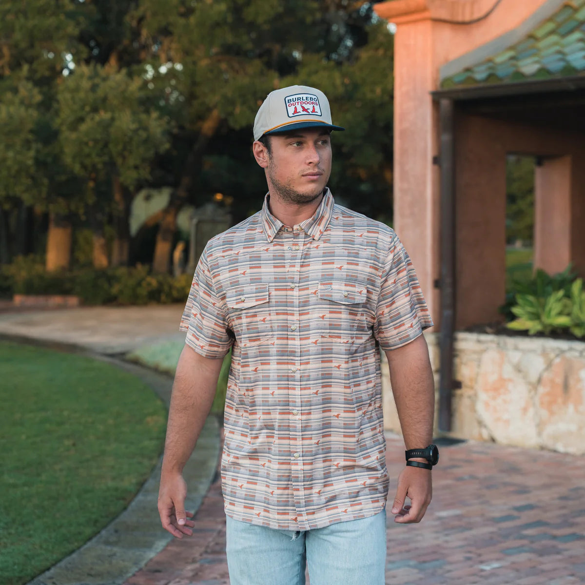 Men's Burlebo Performance Western Shirt Duck Hunter Plaid PWS-DKHPL