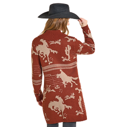 Women's Panhandle Cowboy Print Button Cardigan
