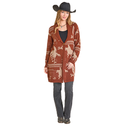 Women's Panhandle Cowboy Print Button Cardigan