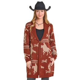 Women's Panhandle Cowboy Print Button Cardigan