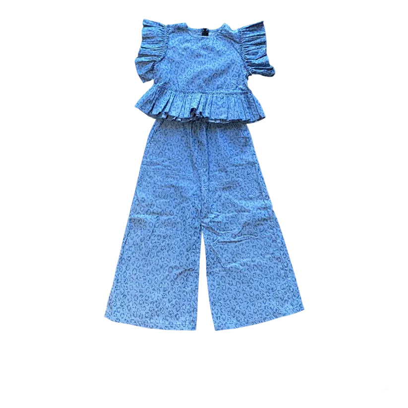 GIrl's Toddler Twisted Filly Denim Cheetah Set TF-2503T-DC